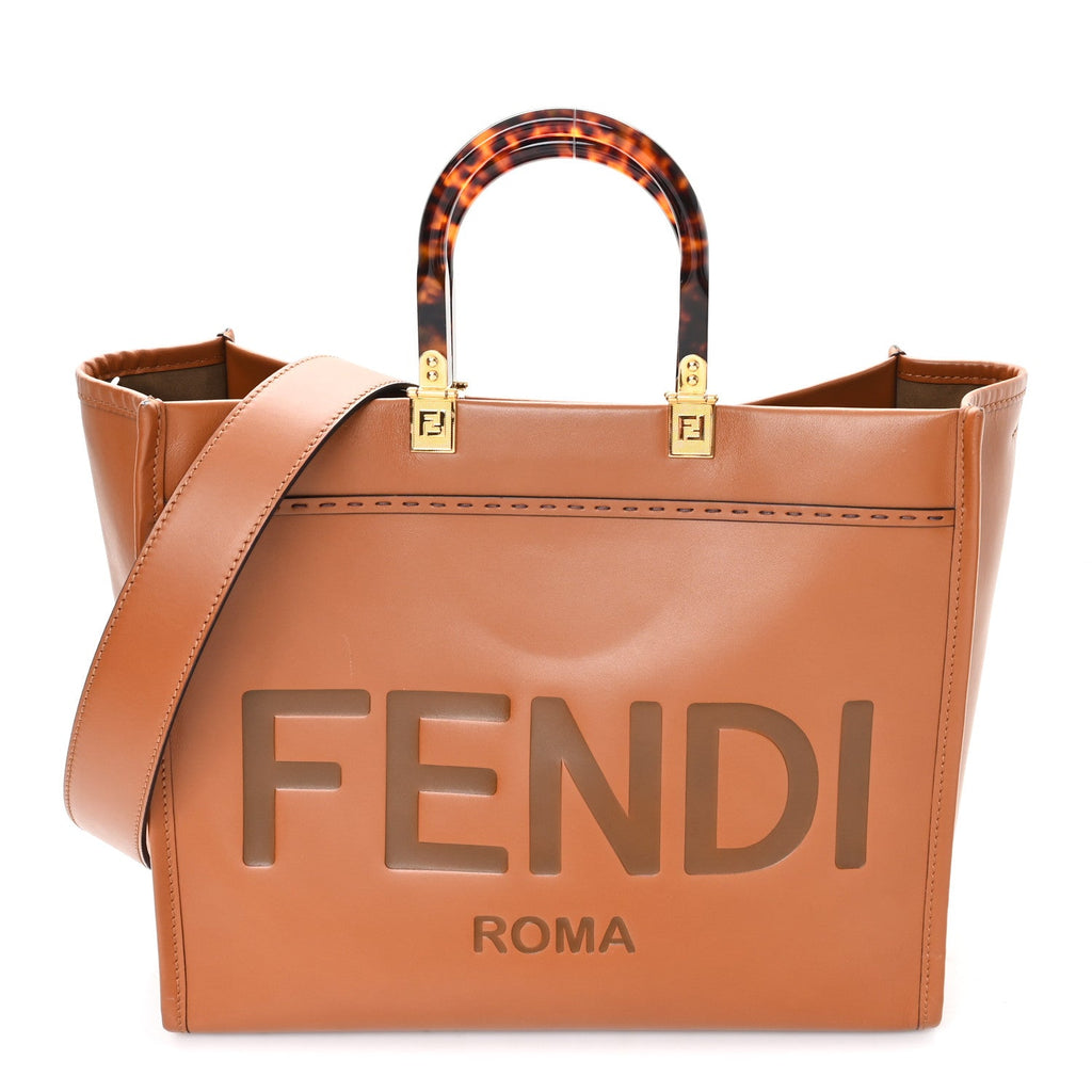 Vitello King Plexiglass Medium Fendi Sunshine Shopper Tote Cuoio