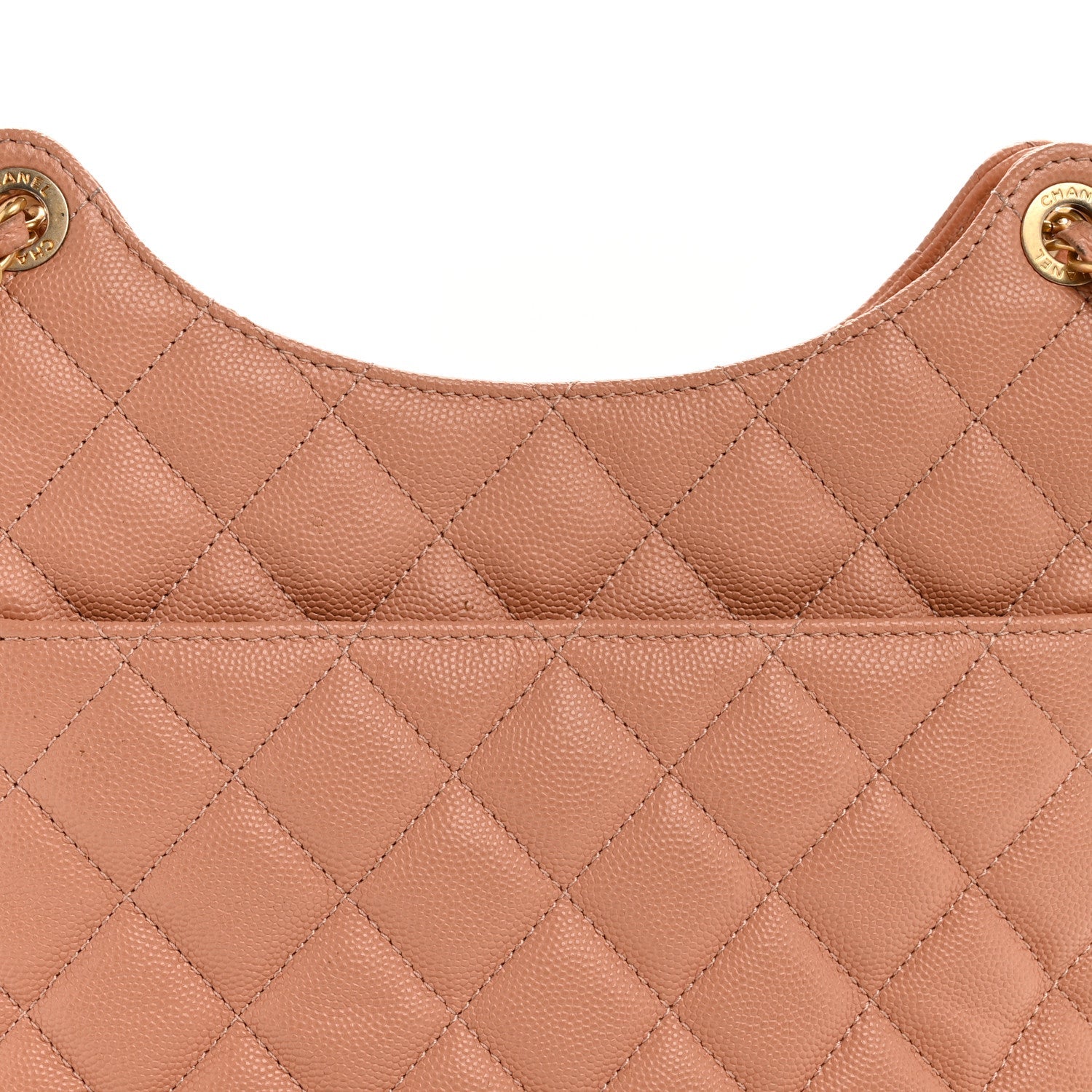Caviar Quilted Wavy CC Hobo Beige