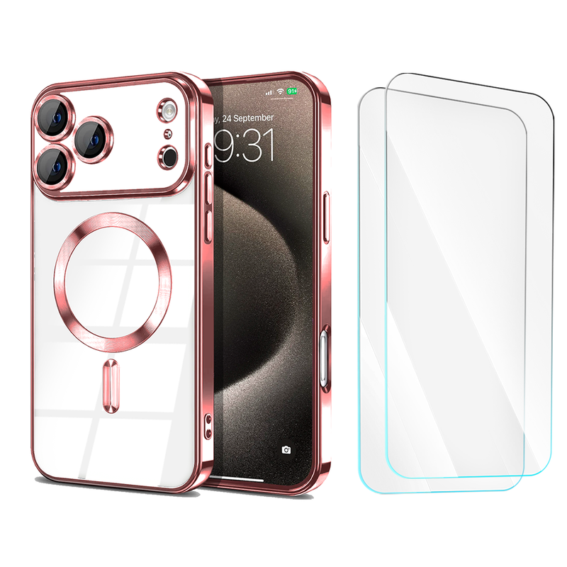Entronix Bundle Compatible with iPhone 17 Pro - [Magnetic] Luxury Glossy Case & 2 Clear Screen Protectors