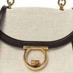 Calfskin Canvas Margot Top Handle Satchel Burgundy