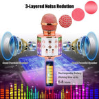 Wireless Karaoke Microphone BT Handheld Portable Speaker Home KTV Player With Dancing LED Lights Record Function For Kids