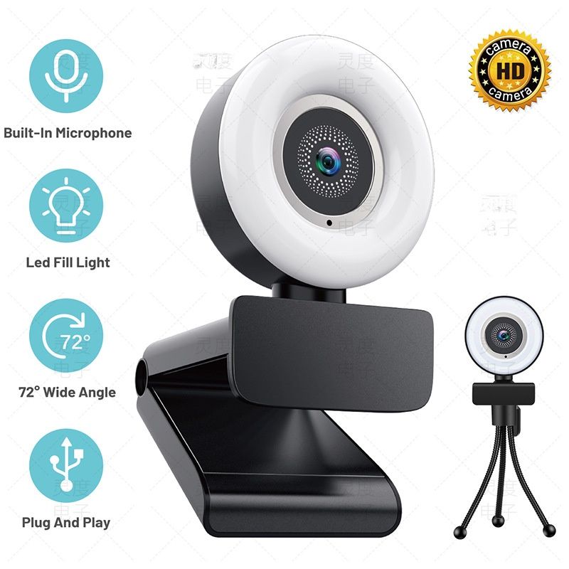 10 million high-definition 4K video fixed focus camera USB live computer webcam -Touch Light