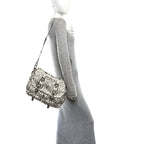 Metallic Nappa Gaufre Messenger Tote Argento