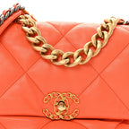Lambskin Quilted Large Chanel 19 Flap Orange