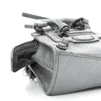 Metallic Grained Calfskin Neo Classic Hardware Super Nano City Crossbody Silver