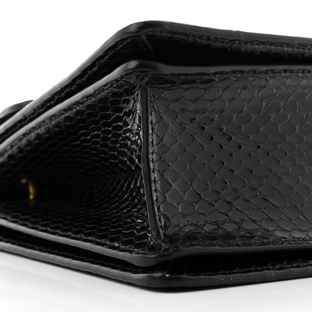 Snakeskin Sylvie Web Small Queen Margaret Top Handle Bag Black