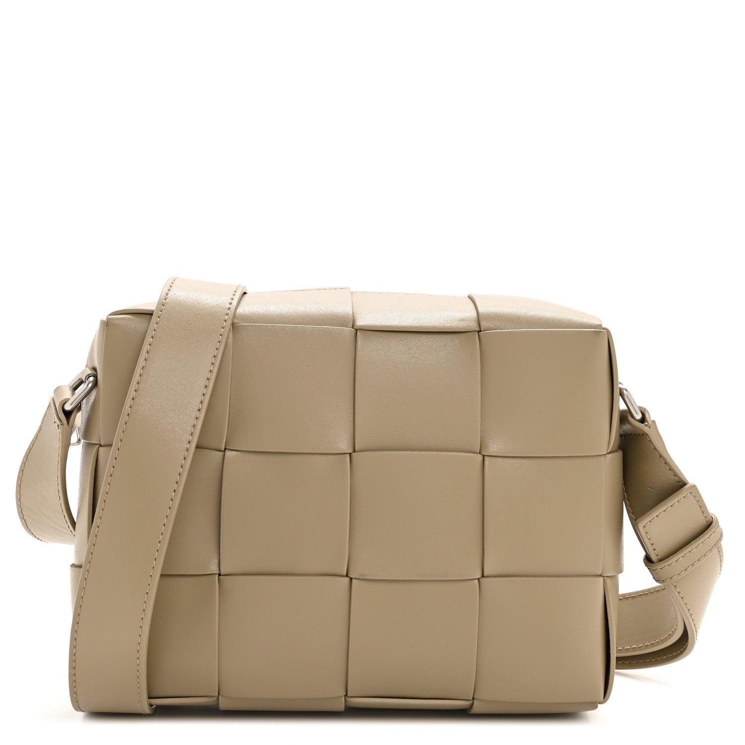 Lambskin Maxi Intrecciato Cassette Camera Bag Travertine