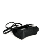 Shiny Calfskin Monochrome Crocodile Embossed Hourglass Top Handle Bag Mini Black