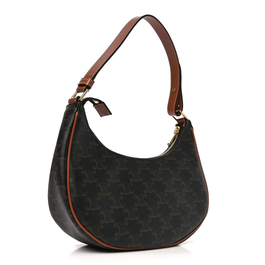 Triomphe Canvas Calfskin Ava Shoulder Bag Tan