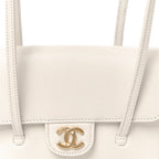 Shiny Caviar Mini Preppy Coco Shoulder Bag White