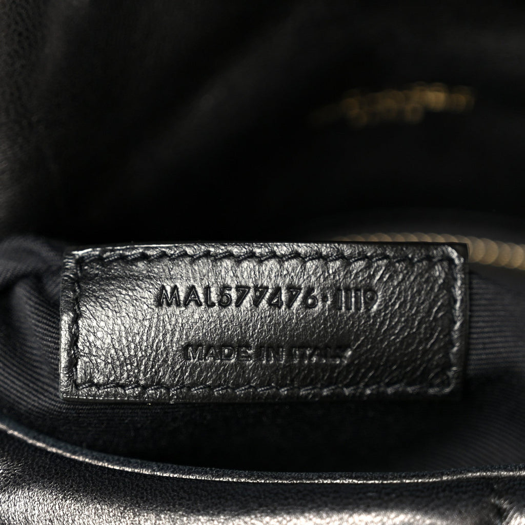 Lambskin Quilted Small Loulou Puffer Monogram Chain Satchel Black
