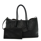Calfskin Intrecciato Pinacoteca Reversible Tote Black Fondant