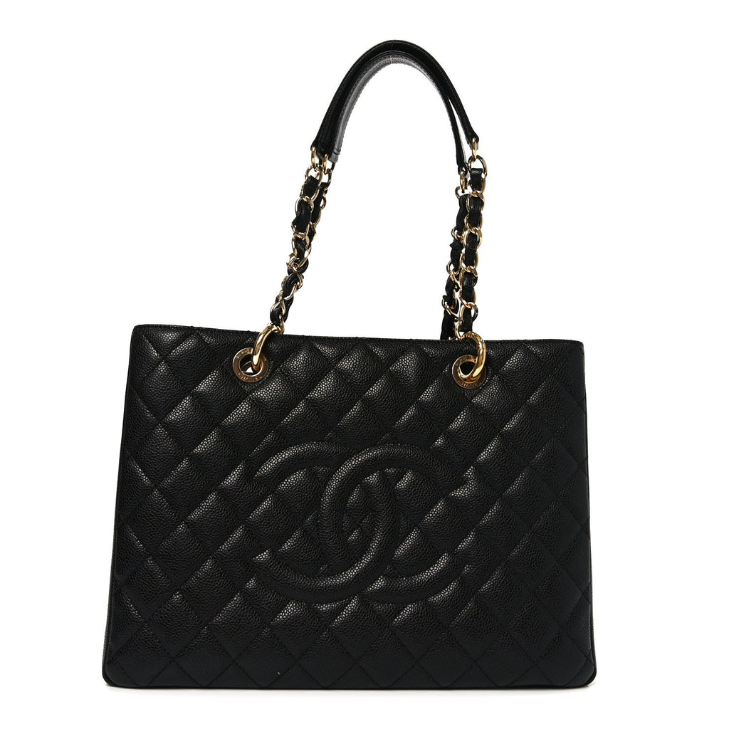 Caviar Quilted Grand Shopping Tote GST Black