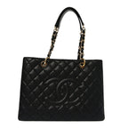 Caviar Quilted Grand Shopping Tote GST Black