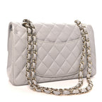 Caviar Quilted Small Double Flap Grey