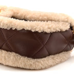 Shearling Lambskin Quilted Mini Furry Coco Flap Beige Dark Brown