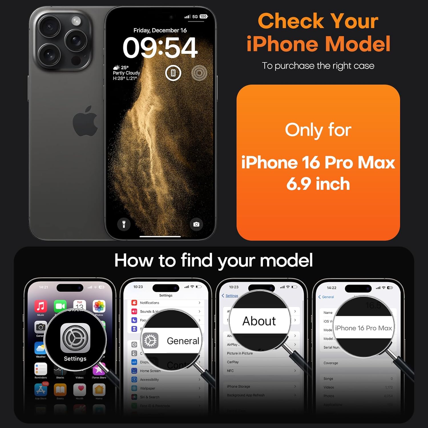 Entronix Bundle Compatible with iPhone 16 Pro Max - [Hard] Clear Case & 2 Clear Clear Screen Protectors