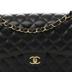 Caviar Quilted Jumbo Double Flap Black