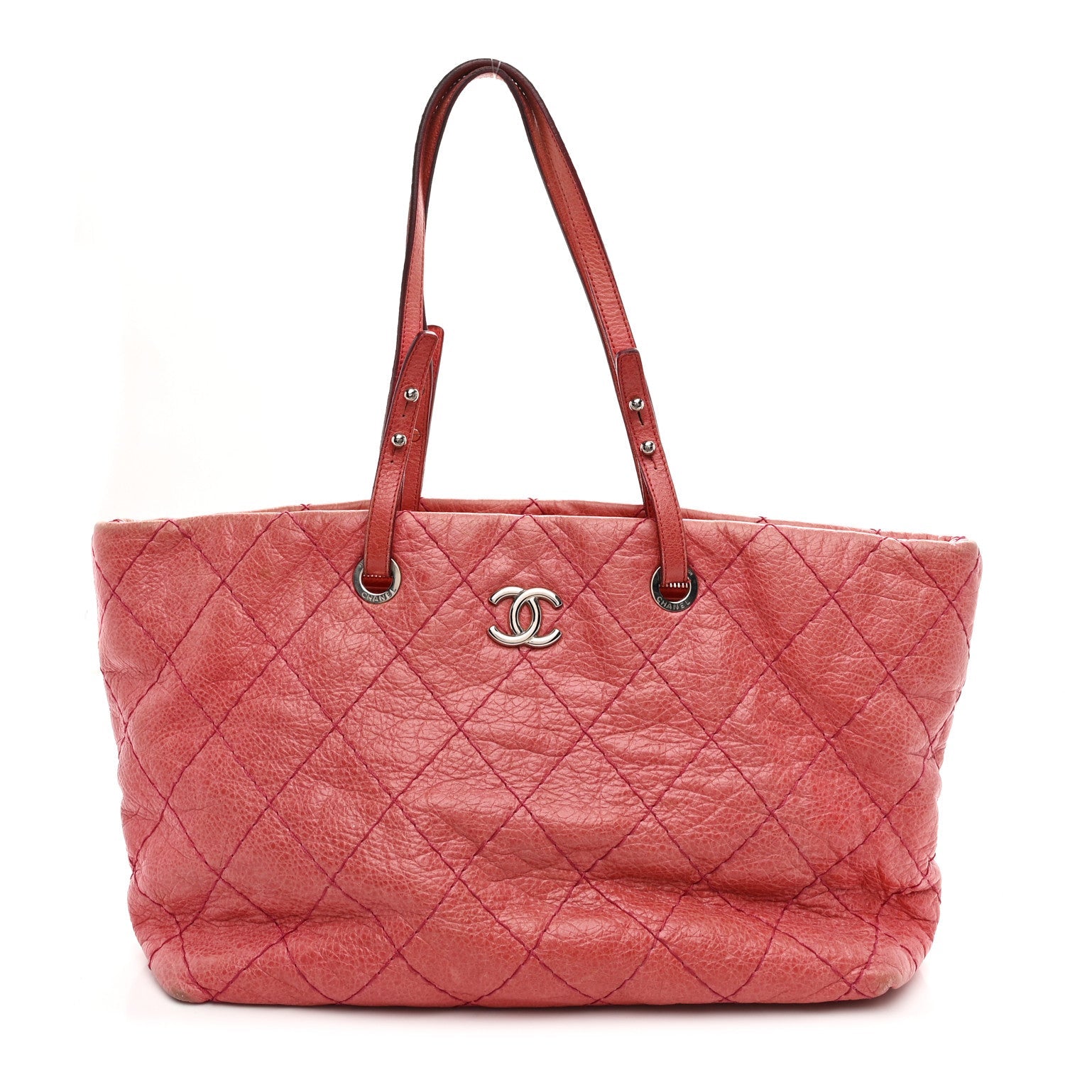 Glazed Calfskin Large On The Road Tote Pink