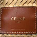 Raffia Calfskin Triomphe Medium Panier Tan