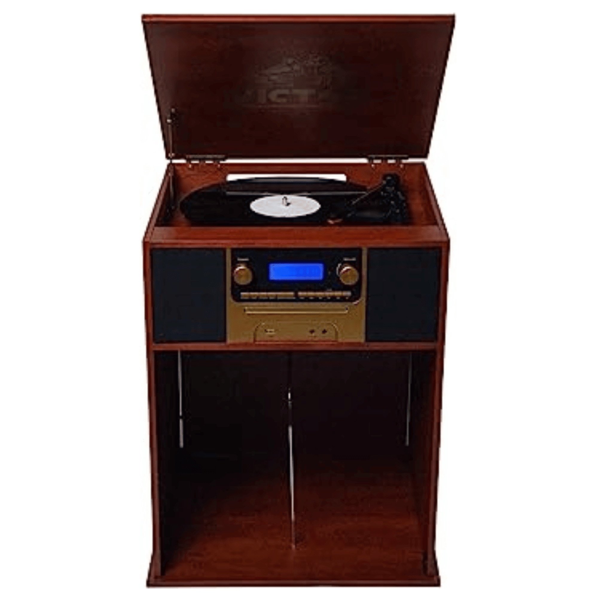 Boyleston 7-in-1 3-Speed Turntable Music Center with Album Storage