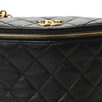 Lambskin Pearl Quilted CC Belt Bag Black