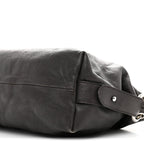 Pebbled Calfskin Large Bamboo Bar Tassel Shoulder Bag Dark Brown