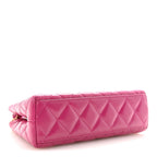 Shiny Aged Calfskin Quilted Nano Kelly Shopper Dark Pink