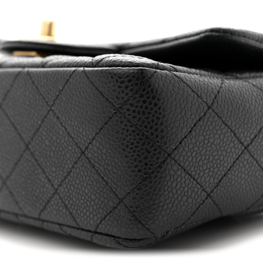 Metallic Caviar Quilted Mini Rectangular Flap Black