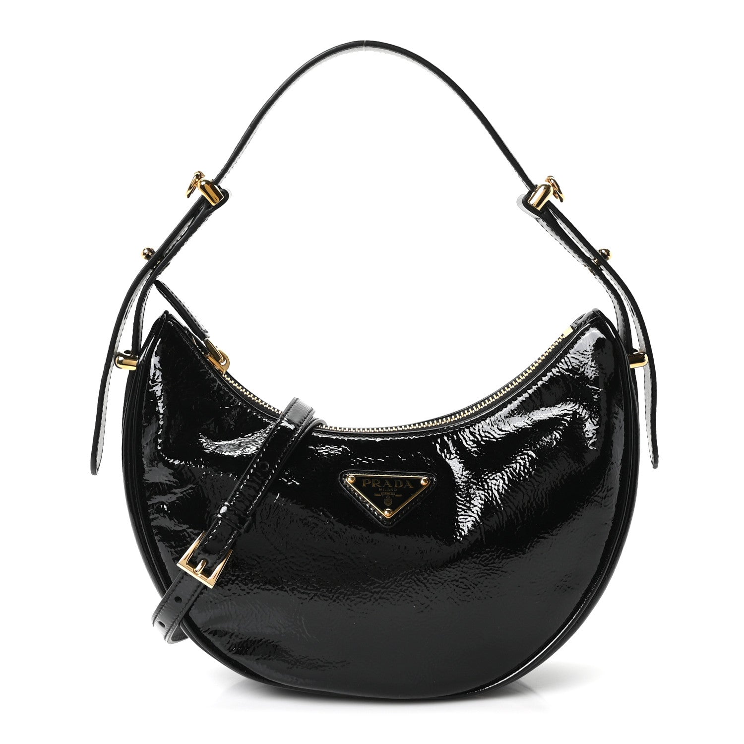 Patent Naplak Arque Shoulder Bag Black