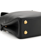 Natural Smooth Calfskin Mini Rodeo Top Handle Handbag Black