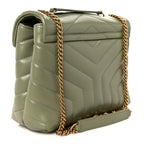 Calfskin Y Quilted Monogram Small Loulou Chain Satchel Light Sage