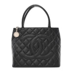 Caviar Quilted Medallion Tote Black