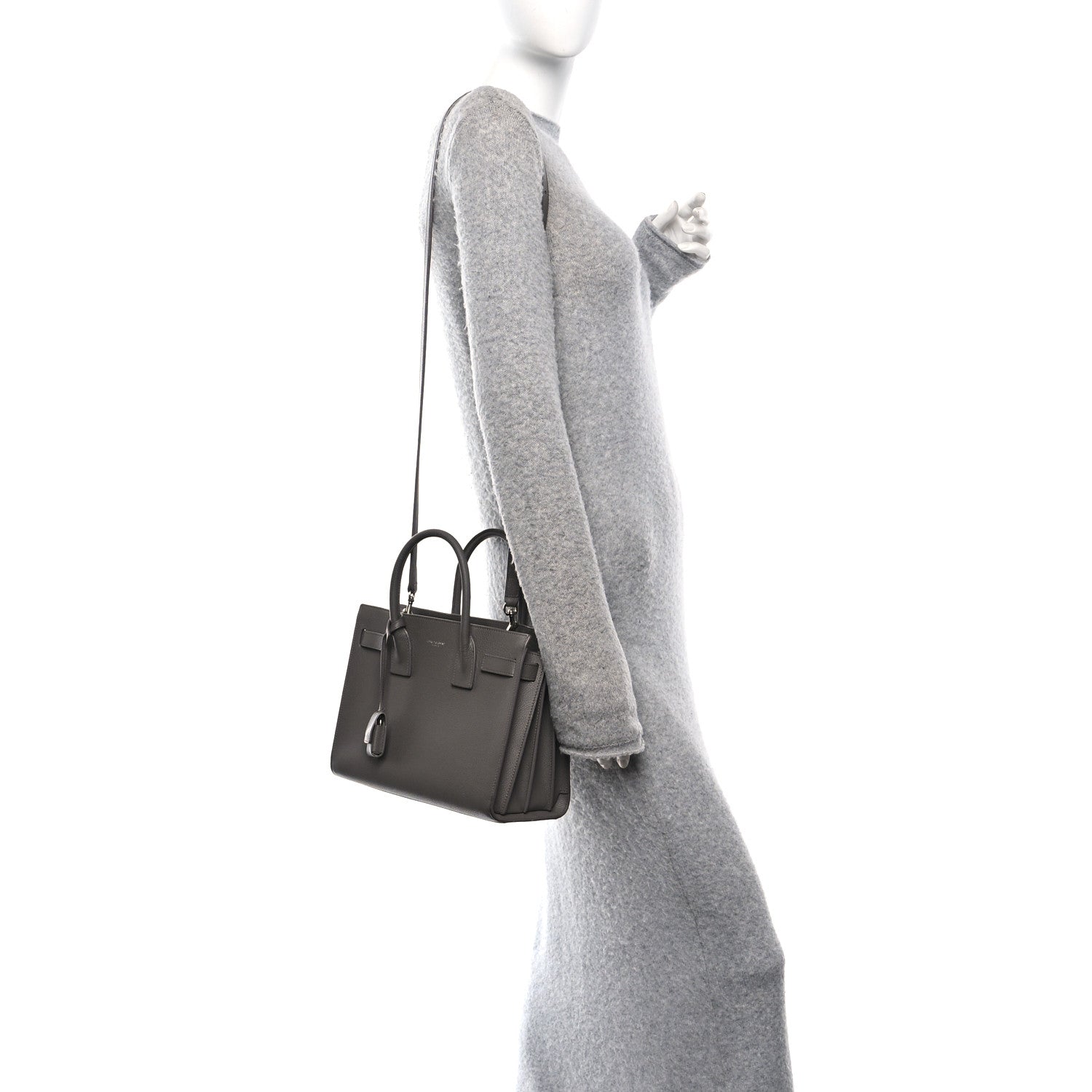 Grained Calfskin Baby Sac De Jour Fog