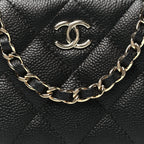 Caviar Quilted Small Top Handle Vanity Case Black