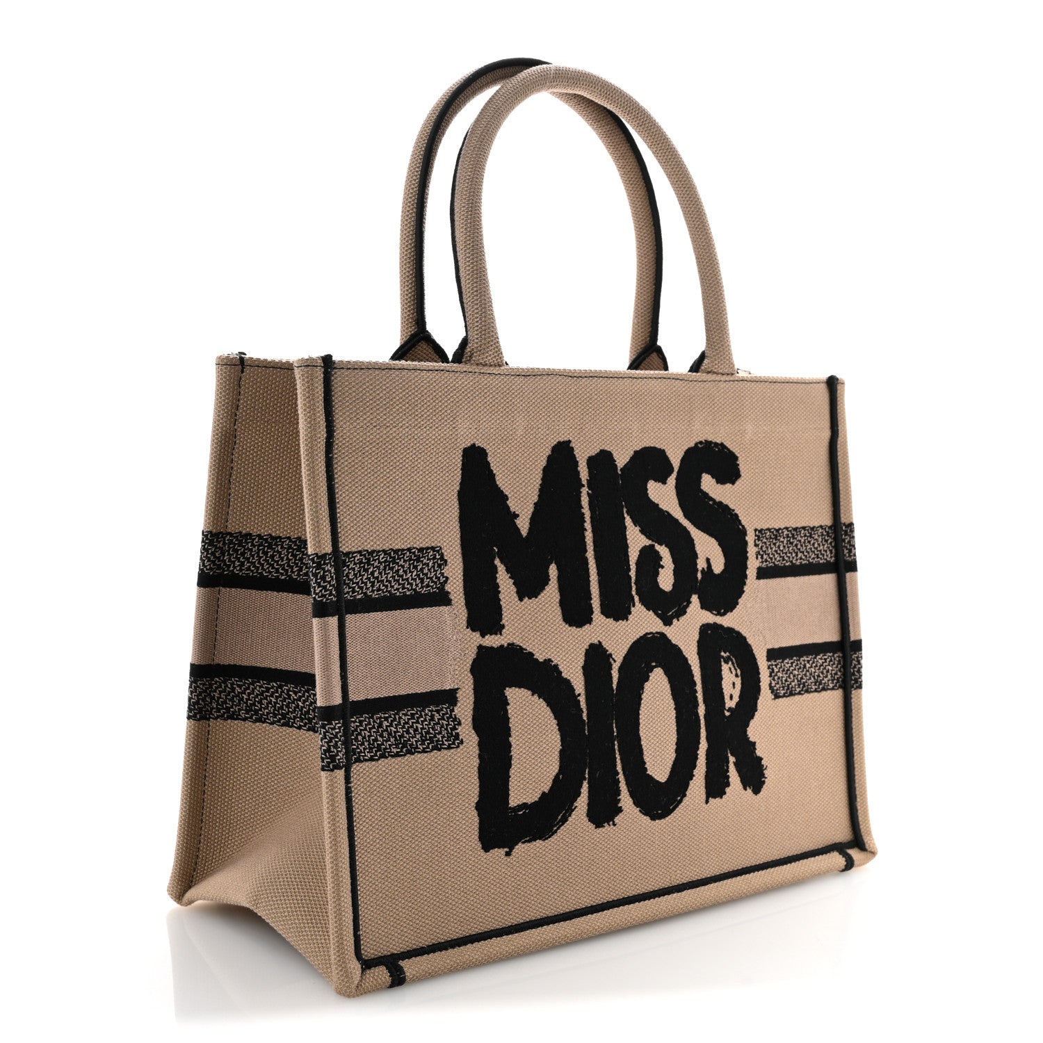 Canvas Embroidered Medium Miss Dior Graffiti Book Tote Beige Multicolor