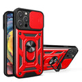 Kickstand Ring Holder With Slide Camera Cover Tpu Magnetic Car Mount For Apple Iphone 14 Pro Max In Red