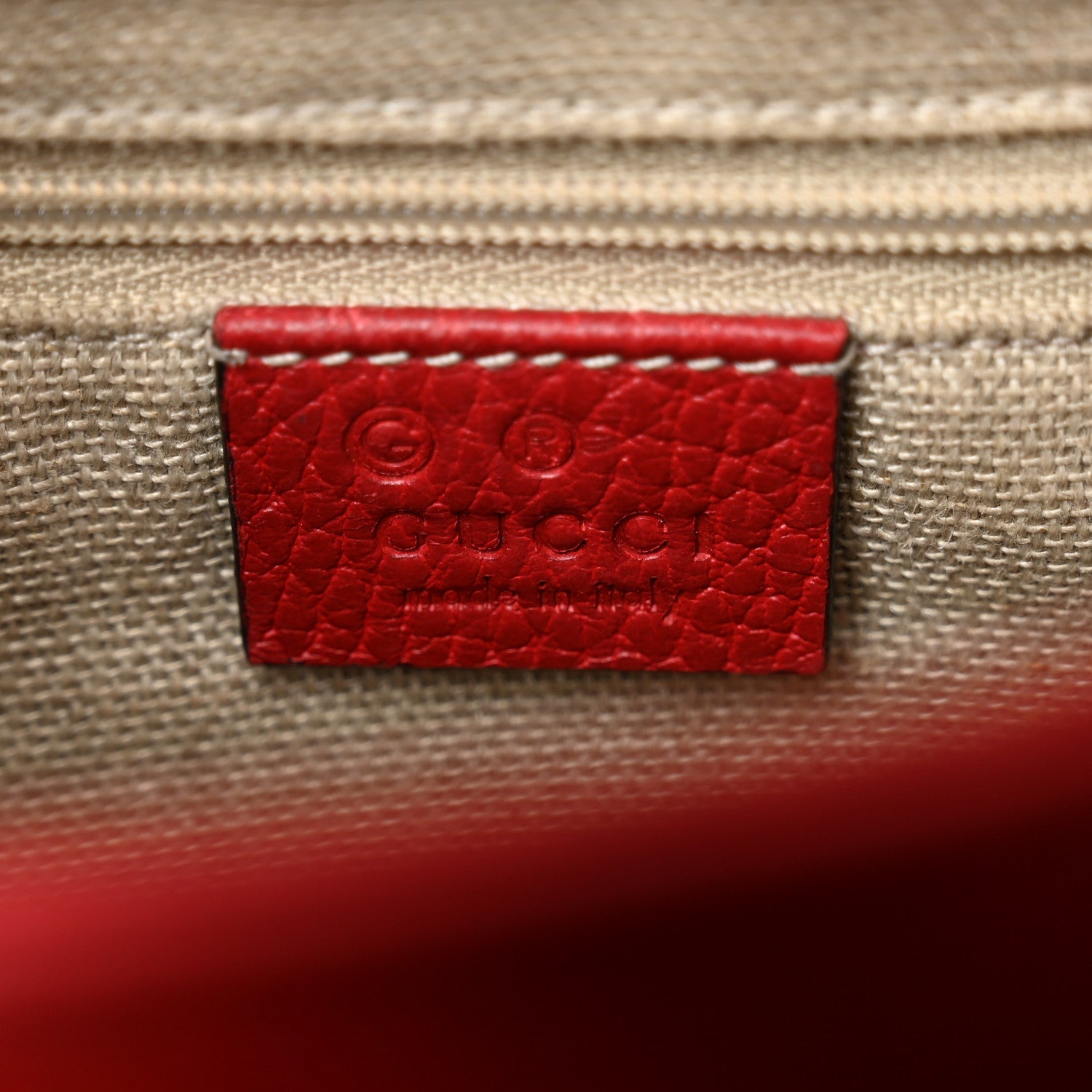 Dollar Calfskin Interlocking G Top Handle Shoulder Bag Red