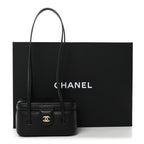 Shiny Caviar Preppy Coco Long Vanity With Strap Black