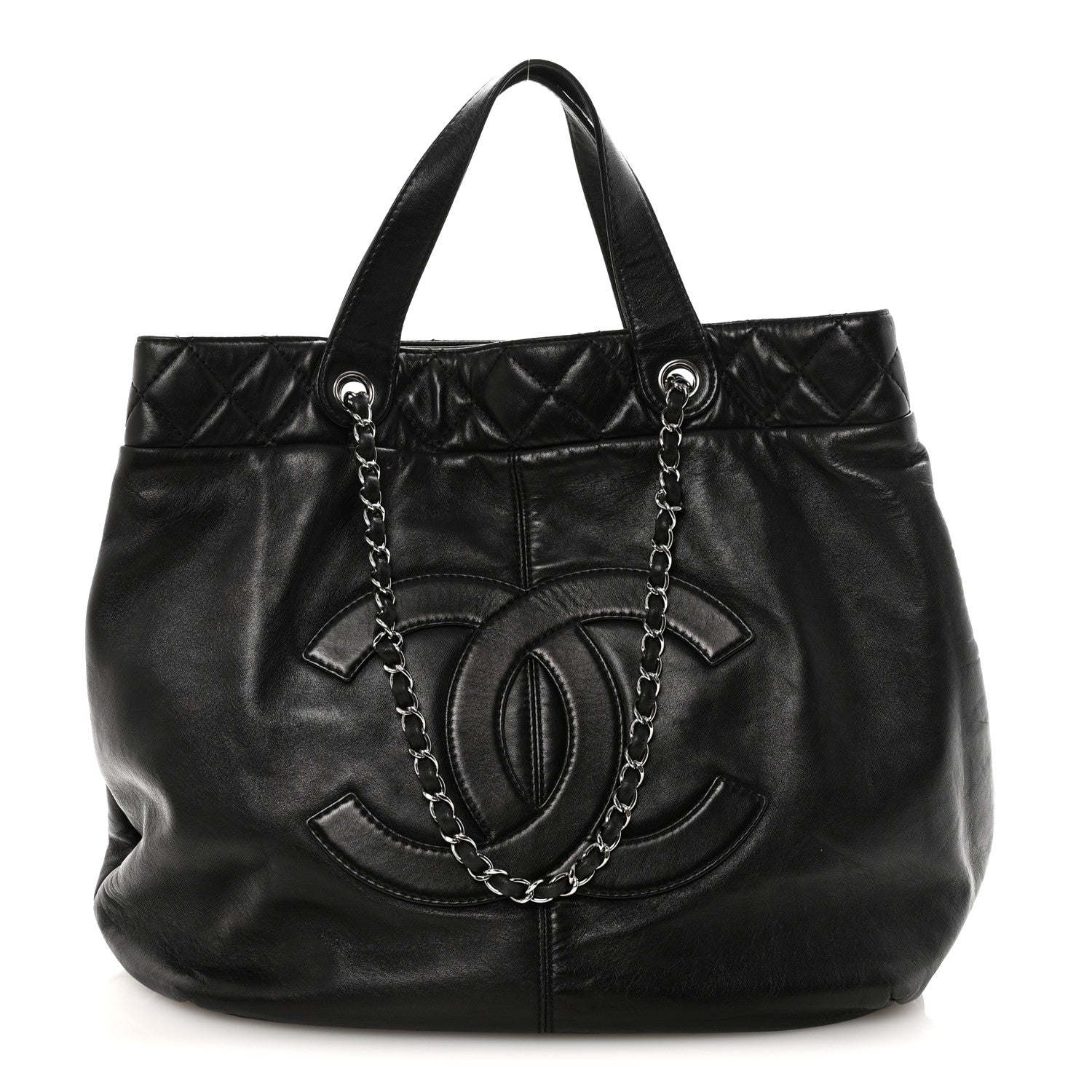 Calfskin Large Trianon Tote Black