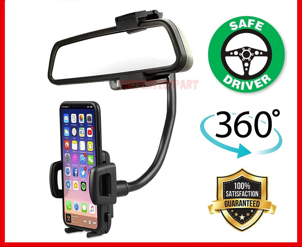 Universal 360° Car Rearview Mirror Mount Stand Holder Cradle For Cell Phone GPS