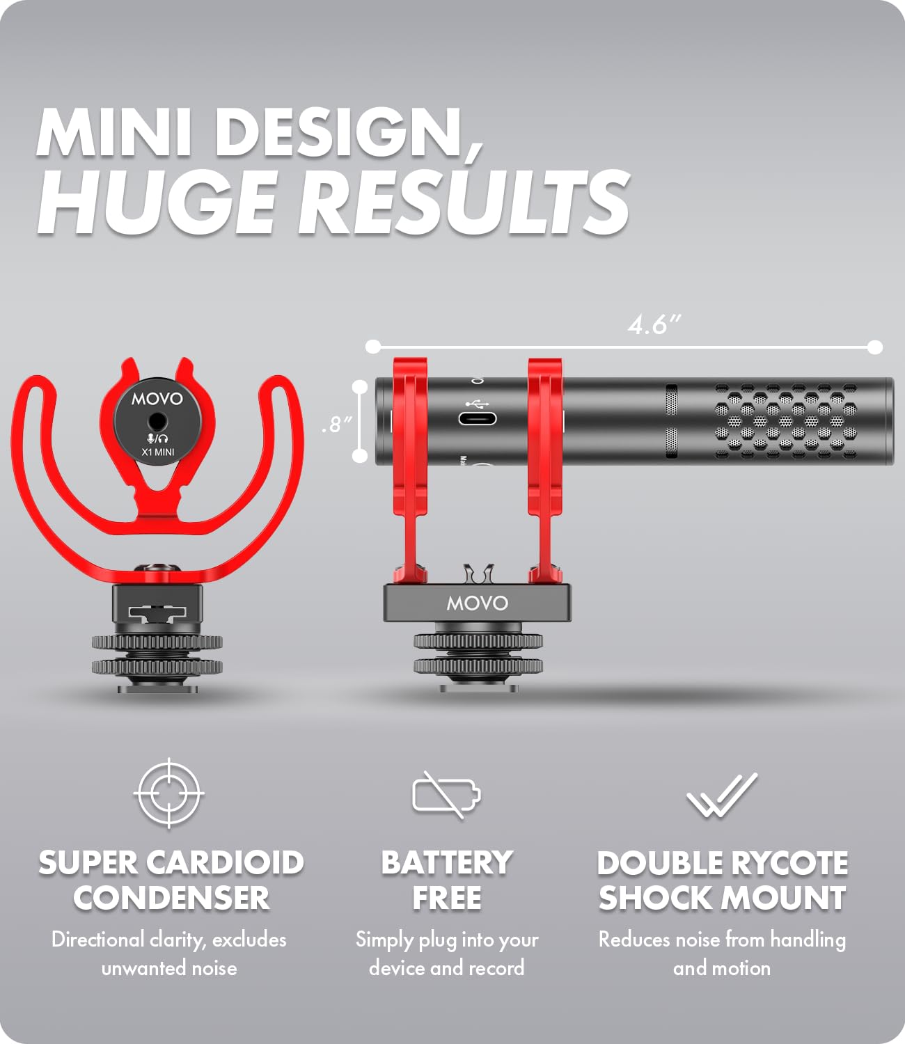 Movo X1-Mini Video Supercardioid Shotgun Mic