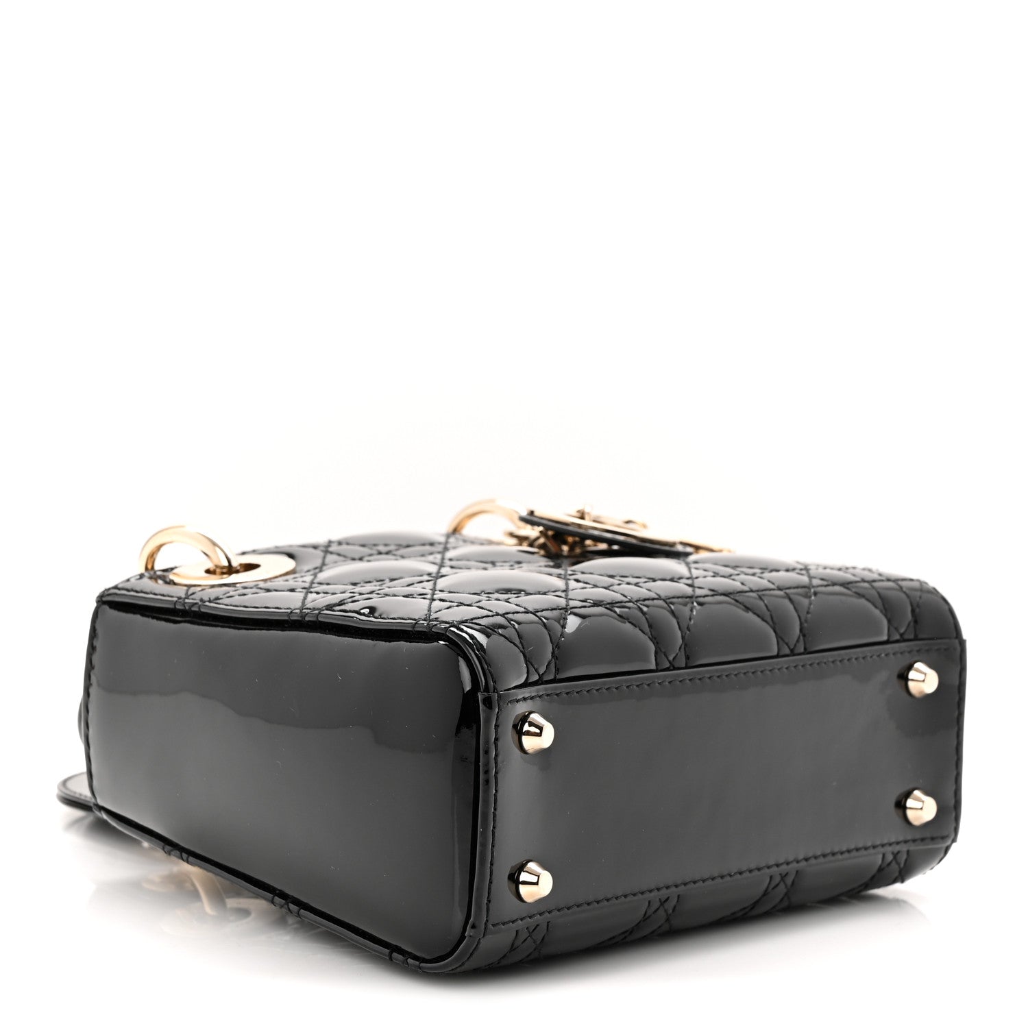 Patent Cannage Mini Lady Dior Black