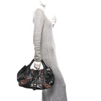 Crinkled Lambskin Embroidered Spy Black Multicolor