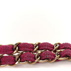 Tweed Quilted Medium Double Flap Fuchsia