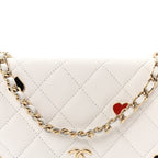 Caviar Quilted Enamel Coco Casino Wallet On Chain WOC White