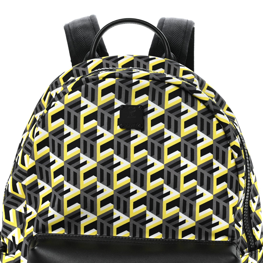Cubic Monogram Medium Backpack Black Yellow
