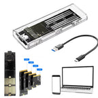 M.2 NGFF SATA Type C USB 3.1 External SSD Enclosure - 10Gbps Transparent Case for 2230/2242/2260/2280 Drives