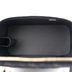 Denim Quilted Vanity Case With Chain Dark Blue