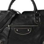 Chevre Silver Metallic Edge Hardware City Black